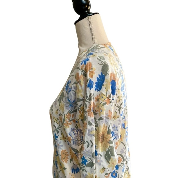 FDJ French Dressing Floral V-Neck Sweater XS Soft Knit Pullover Multicolor - Picture 6 of 13